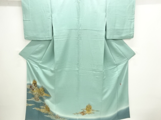 作家物　箔置き仕覆に草花模様一ツ紋色留袖(重ね衿付)